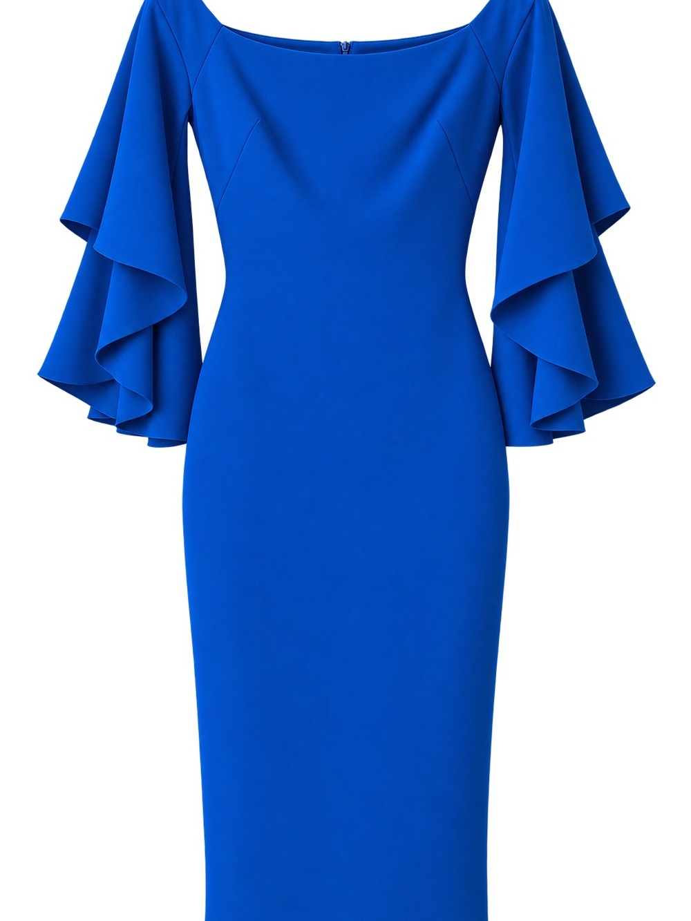 Laurel Berman Blue Off Shoulder Trumpet Sleeve Dress Size 4